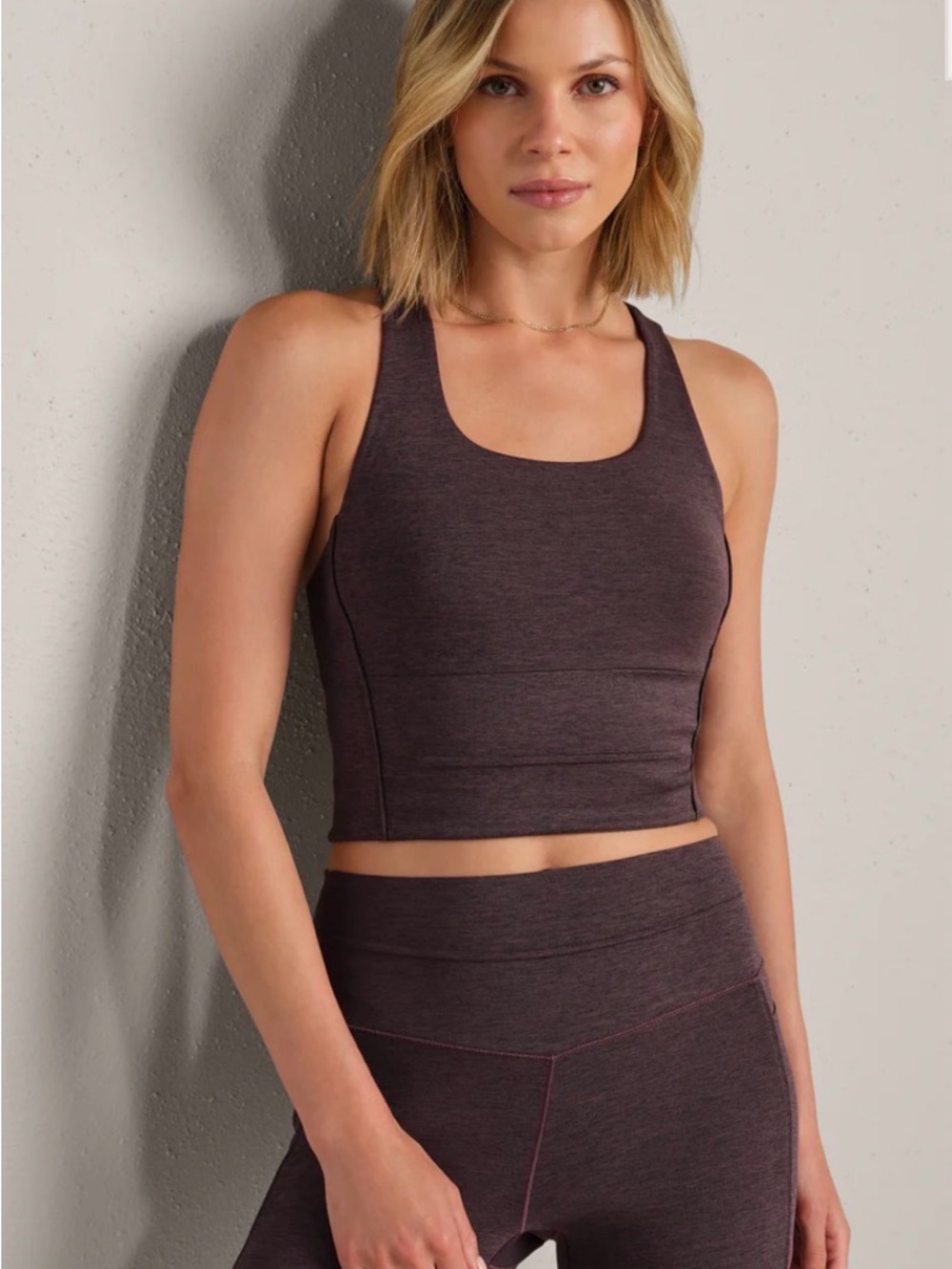 RHONE Heather Revive™ Longline Bra Deep Mauve Heather